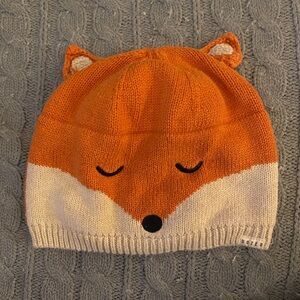 Kids' Orange Fox Knit Hat